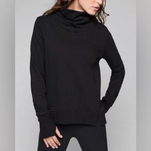 Athleta funnel fleece cowl neck sweatshirt black medium
